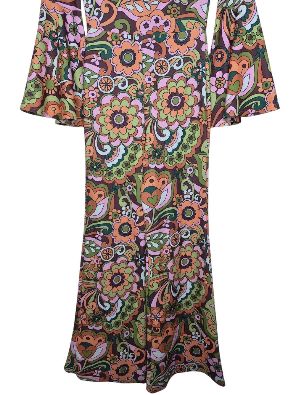 Smak Parlour 70s Retro Psychedelic Floral Bell Sleeve Jumpsuit Womens Small - Picture 3 of 9